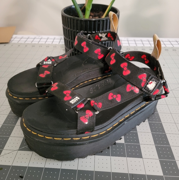 Dr. Martens Black Sandals with Red Accents - Picture 1 of 6